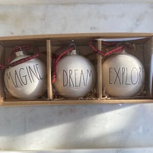 Rae Dunn White Holiday Ornament Trio